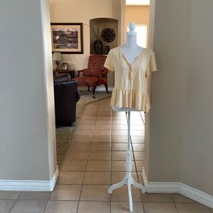 Butter yellow crop top with tie in front